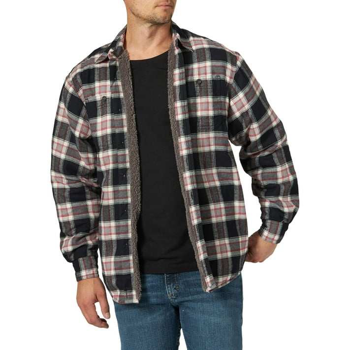 Wrangler Men's Heavyweight Plaid Sherpa Lined Shirt Jacket