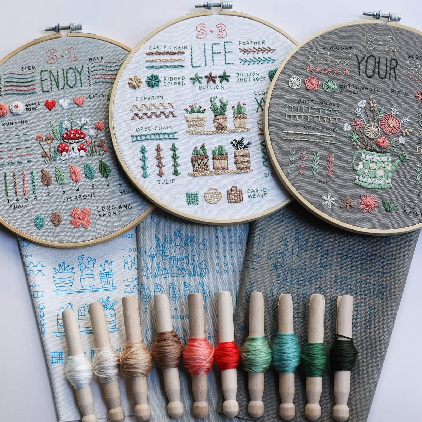 3 Set Embroidery Kit for Beginners Cross Stitch Kits for Adults DIY Craft Decor