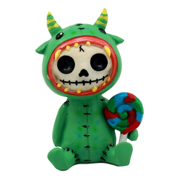 Ebros Furrybones UnderbedZ Imaginary Lollipop Mogu Mogu Figurine 3"H Hooded Skeleton Monster Collectible Sculpture Decorative Toy