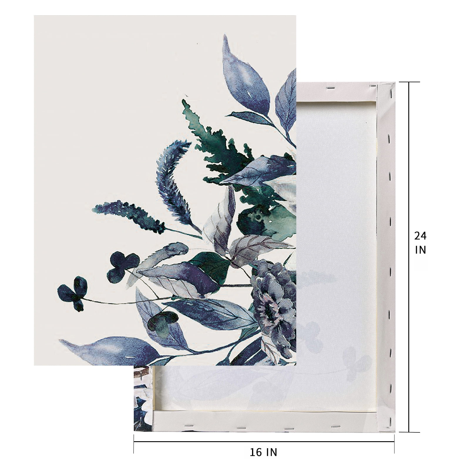 ArtbyHannah 3 Pieces 16x24 inch Blue Purple Floral Framed Canvas Wall Art Set with Violet Flower Prints for Home Decor Ready to Hang