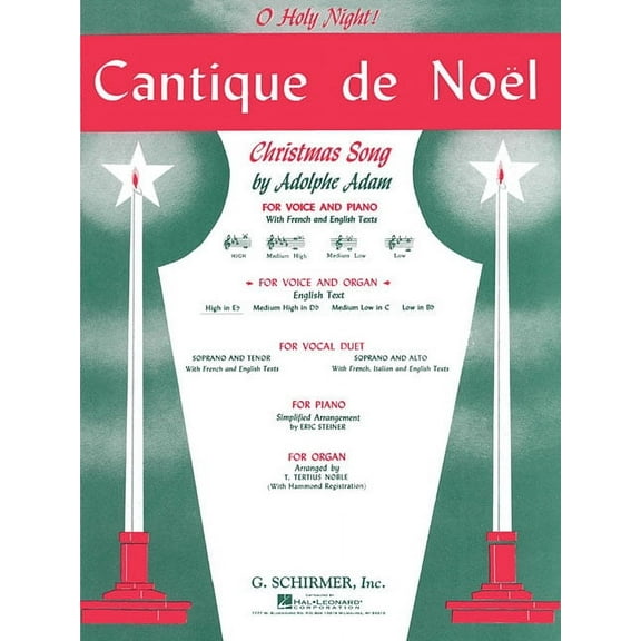 Cantique de Noel (O Holy Night): High Voice (E-Flat) and Organ, (Paperback)