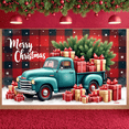 thumbnail image 3 of Retro Truck Decoration Christmas Banner Holiday Gifts Festive Design Snow Background for Winter Celebrations Indoor Party, 3 of 9