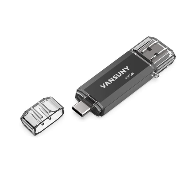 Vansuny Unidad flash tipo C de 128 GB 2 en 1 OTG USB 3.0 + USB C Memory Stick con llavero Dual Thumb Photo Stick Jump Drive para teléfonos inteligentes Android Computadoras MacBook Tablets PC