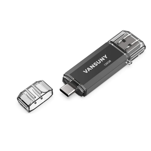 Vansuny Unidad flash tipo C de 128 GB 2 en 1 OTG USB 3.0 + USB C Memory Stick con llavero Dual Thumb Photo Stick Jump Drive para teléfonos inteligentes Android Computadoras MacBook Tablets PC