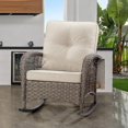 thumbnail image 2 of Joyside Patio Wicker Rocking Chair - All-Weather Outdoor Rocker Chair with Safe Rocking Design and Premium Fabric Cushions(Mixed Grey/Beige), 2 of 7