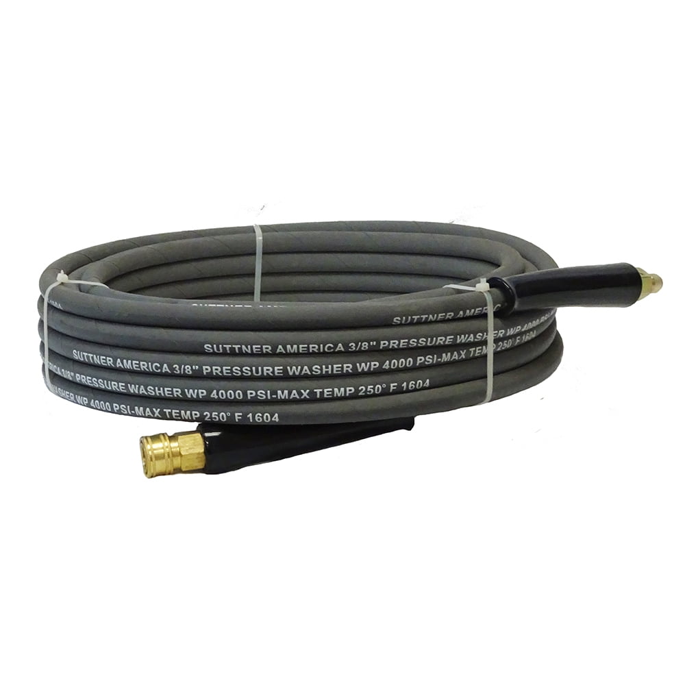 100' Gray 4000 PSI 3/8" Pressure Washer Hose QC Socket/Plug