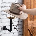 thumbnail image 3 of Tubo de metal y soporte de pared para sombrero y peluca de madera marrón, accesorios para motocicleta, soporte para casco, colgador de chaqueta, estante multifuncional montado en la pared (1 negr, 3 of 5