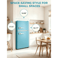 thumbnail image 4 of GGTB 3.0 cu.ft Retro Compact Refrigerator, Double Door Fridge with Freezer, Adjustable Thermostat & Glass Shelves for Dorm, Bedroom, Apartment, Office, Mint Blue, 4 of 7