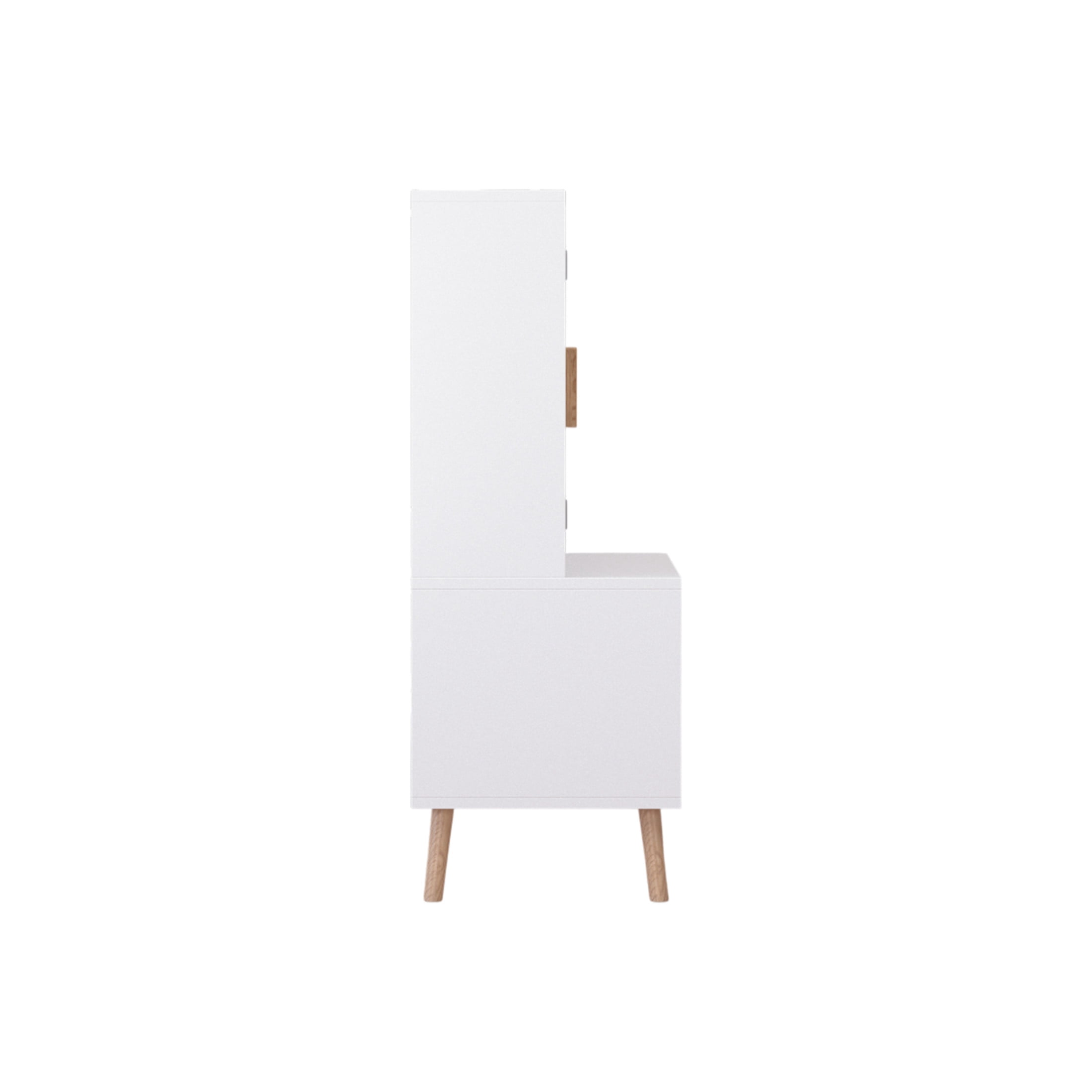Noble House 37" Kids Toy Storage Cabinet, Modern Wooden Organizer with Doors and Open Shelf, Toddler Bookshelf, White