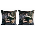 thumbnail image 1 of Ambesonne Gothic Throw Pillow Cover 2 Pack, Steampunk Woman Vintage, 18", Brown Teal, 1 of 6