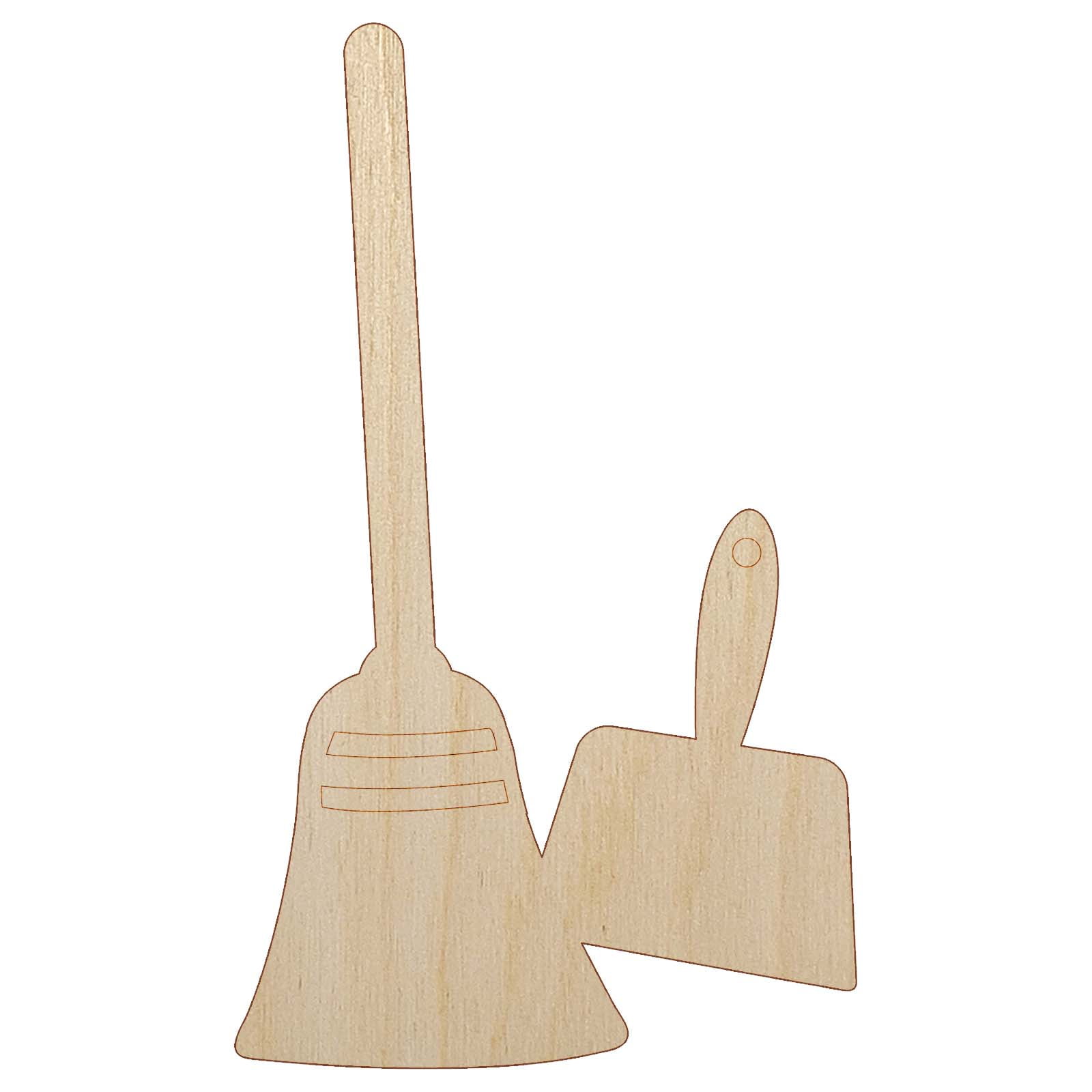 Broom and Dustpan Cleaning Wood Shape Unfinished Piece Cutout Craft DIY