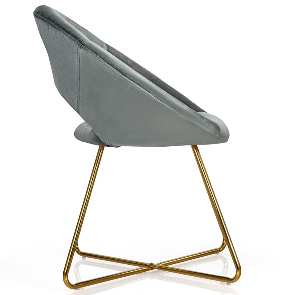 Finihen Velvet Dining Arm Chair, Modern Accent Velvet Dining Arm Chair with Golden Metal Legs and Soft Cushion, for Bedroomï¼Living Room, Dining Room, Kitchen, Gray