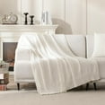 thumbnail image 2 of Knit Throw Blanket Super Soft Warm Blanket for Couch Lightweight Fluffy Blanket for Bed Sofa 50x60 Inches Cream, 2 of 5