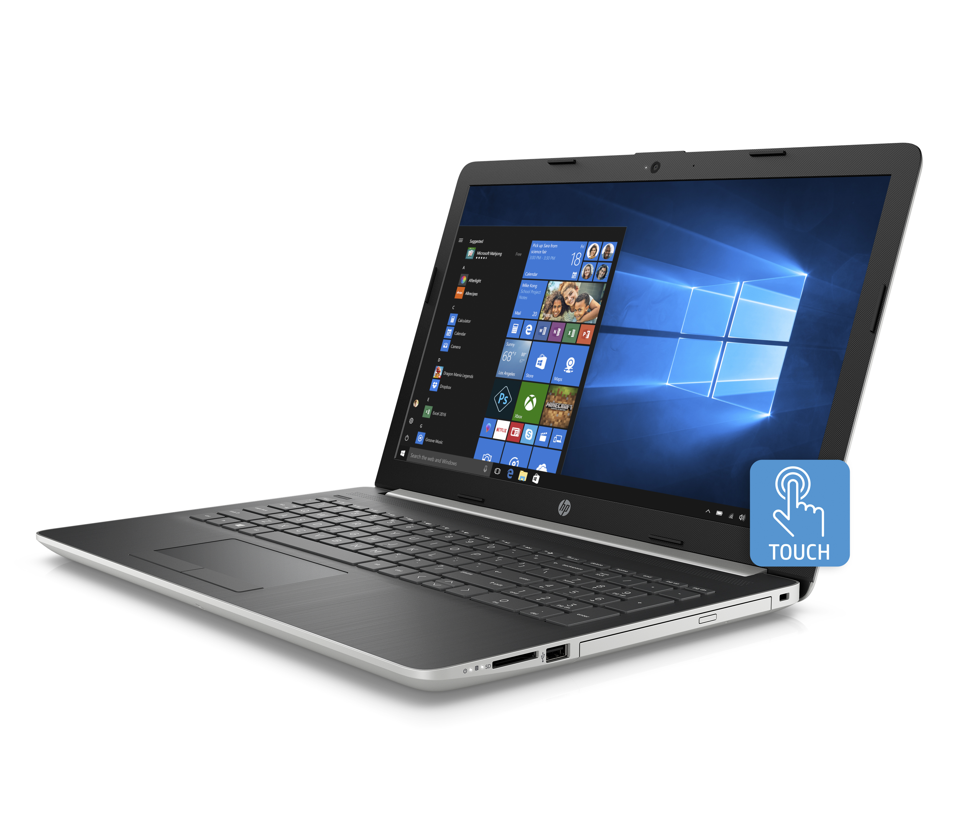 HP 15 Graphite Mist Laptop Touchscreen, Intel Core i5-8250U, 1TB HDD + 16GB Intel Optane memory, 4GB SDRAM, DVD, 15-da0053wm - image 3 of 9