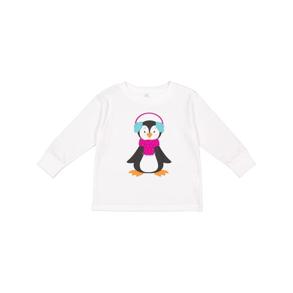 Inktastic Cute Penguin, Baby Penguin, Penguin with Scarf Boys or Girls Long Sleeve Toddler T-Shirt