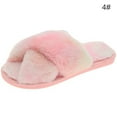 thumbnail image 2 of Cross Band Slippers Fuzzy Fluffy Non-skid Open Toe Slides Plush Sandals for Lady, 2 of 10