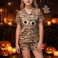 thumbnail image 2 of Leey-World Toddler Pajamas Toddler Kids Little Girls Halloween Satin Pajamas Pumpkin Short Sleeve Button Down Sleepwear Pjs Set Pjs for Girls 2T 3T 4T 5T 6T 7T 8T, 2 of 6