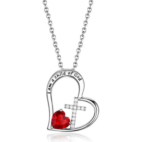 Gioobbt Heart Cross Tourmaline Pendant Necklace with Zirconia (Women's)