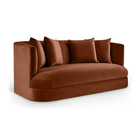 Meridian Furniture Alder Cognac Velvet Loveseat
