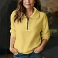 thumbnail image 4 of ManxiVoo Women's Stand Collar Half Zip Sleeveless Sweatshirt Casual Pullover Top for Everyday Outfits XL Size Light Yellow, 4 of 8