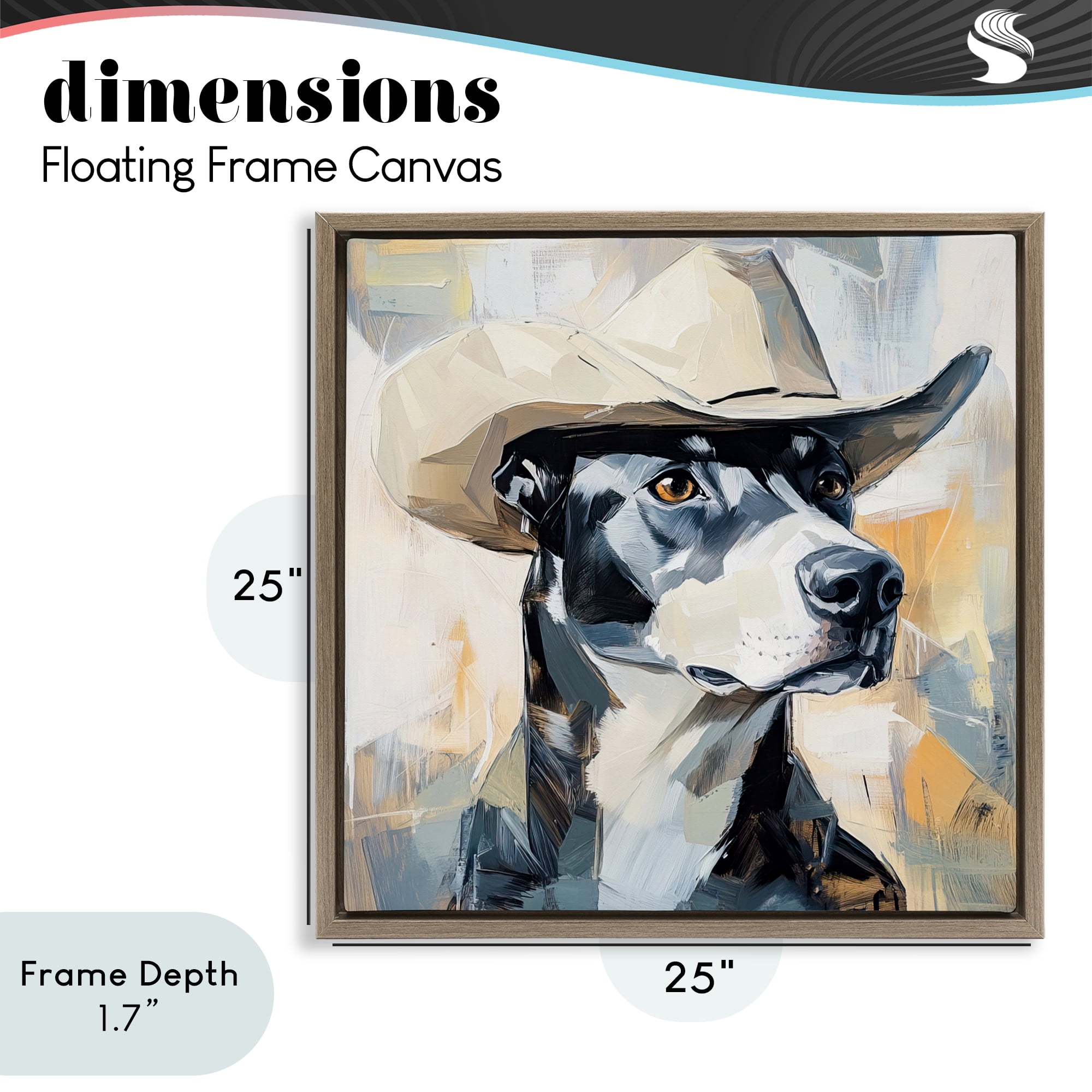 Stupell Industries Deputy Dog Cowboy Hat Brown Framed Floater Canvas Wall Art, design by Tina LeCour