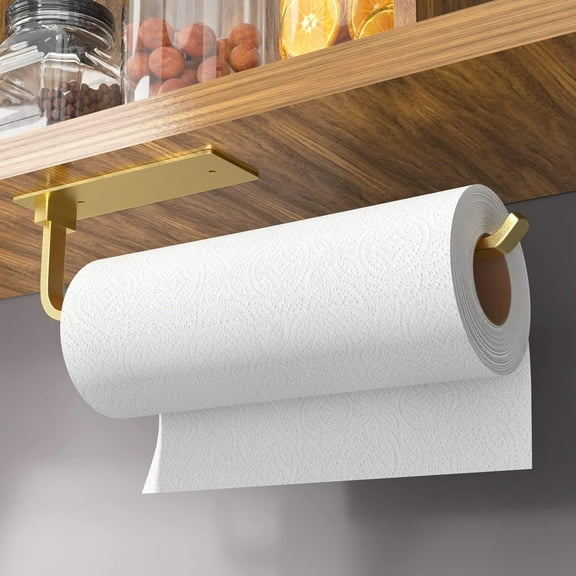 Paper Towel Holder for Kitchen, Under Cabinet or Wall Mount, Matte Black Aluminum, No Drill or Self-Adhesive Installation, Lightweight & Rustproof