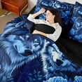 thumbnail image 4 of Feelyou Couple Rustic Wolf Bedding Comforter Set 7pcs for Teens, Blue Romantic Rose King Bedding Sets, Mystic Jungle Galaxy Moon Reversible Bed Sheets, Ultra Soft Bedroom Decor, 4 of 7