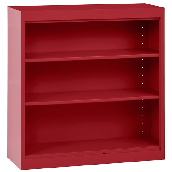 Sandusky Welded Steel Freestanding Bookcase Storage Cabinet, Red
