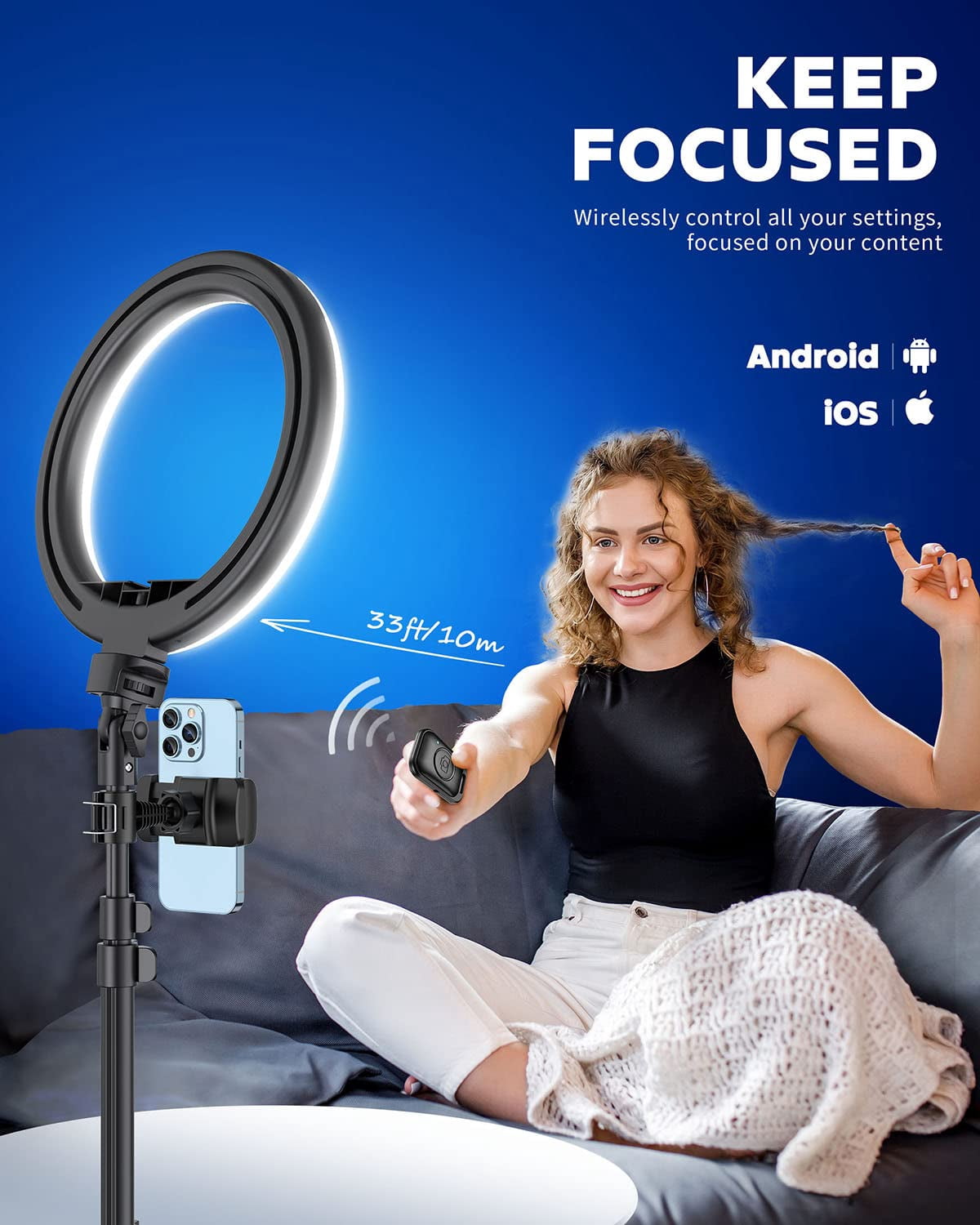 10.2" Selfie Ring Light With 65" Adjustable Tripod Stand & Phone Holder For Live Stream/makeup  Upgraded Dimmable Led Ringlight Tiktok/youtube/zoom Meeting/photography