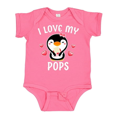

Inktastic I Love My Pops with Cute Penguin and Hearts Gift Baby Girl Bodysuit