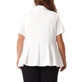 thumbnail image 4 of DARING DIVA Women's Plus Short Sleeve Work Button Jacket Suit Blazers White 1X, 4 of 6