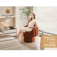 thumbnail image 4 of Mid Century Modern 360 Degree Barrel Swivel Accent Sofa Chair,Fluffy Velvet Fabric Lounge Wide Upholstered Pumpkin Reading Chair, Round Cloud Armchair for Living Room,Bedroom,Vanity(Burnt Orange), 4 of 6