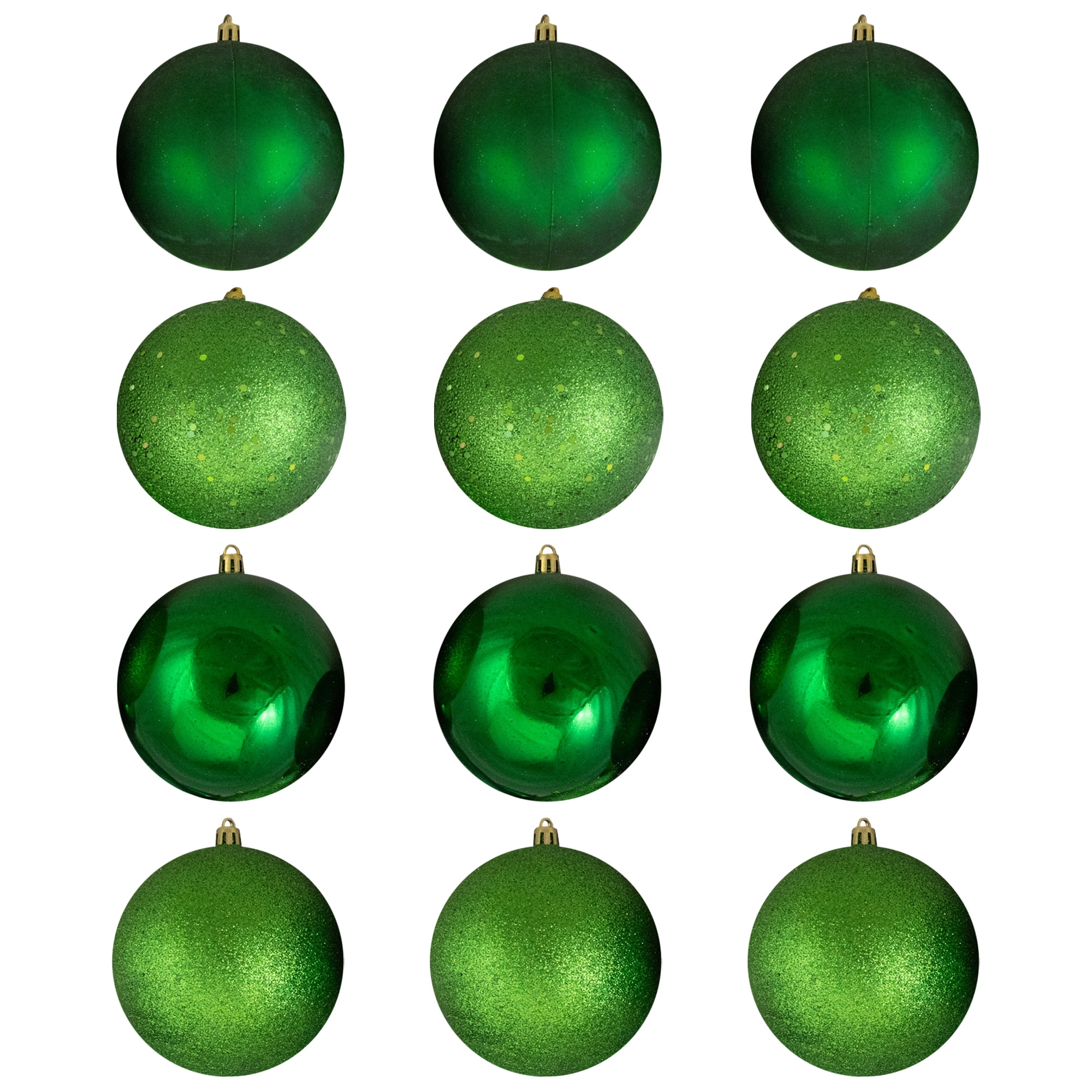Northlight 12ct Shatterproof 4-Finish Christmas Ball Ornament Set 4" - Green