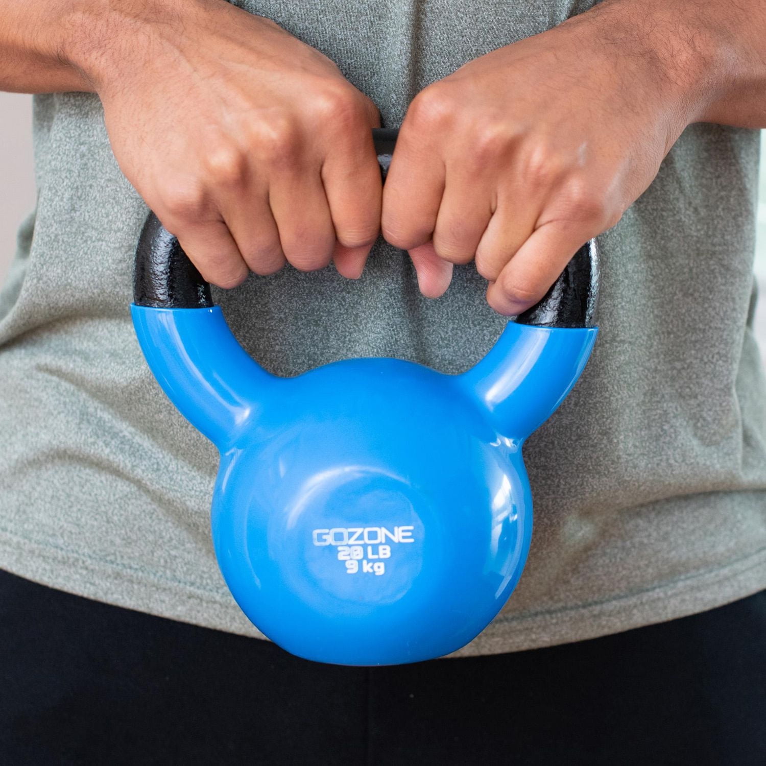 GoZone Vinyl-Dipped Cast Iron Kettlebell, Wide handle design