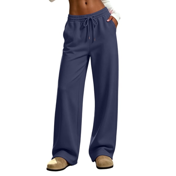 Luvrsol Plus Size Women's Sweatpants Wide Leg Pants Adjustable Drawstring Relaxed Fit Leisure Bottoms S-3XL