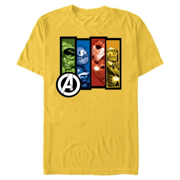 Marvel Avengers Four Heroes Four Colors - Short Sleeve Blended T-Shirt for Adults - Customized-Yellow