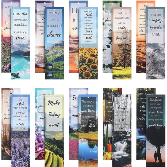 20 Styles Inspirational Bookmark Set with Encouraging Quotes for Book Lovers, Paper Double-Sided Book Markers Supplies for Reading