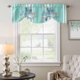 thumbnail image 6 of Shells Tie Up Valances Curtain, Adjustable Kitchen Retro Watercolor Shell Coral Starfish Teal Green Stripes Valances for Windows Decor, Rod Pocket Short Curtains Set for Bedroom/Bathroom, 42"x18", 6 of 9