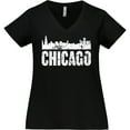 thumbnail image 3 of Inktastic Chicago Skyline Grunge Women's Plus Size V-Neck T-Shirt, 3 of 5