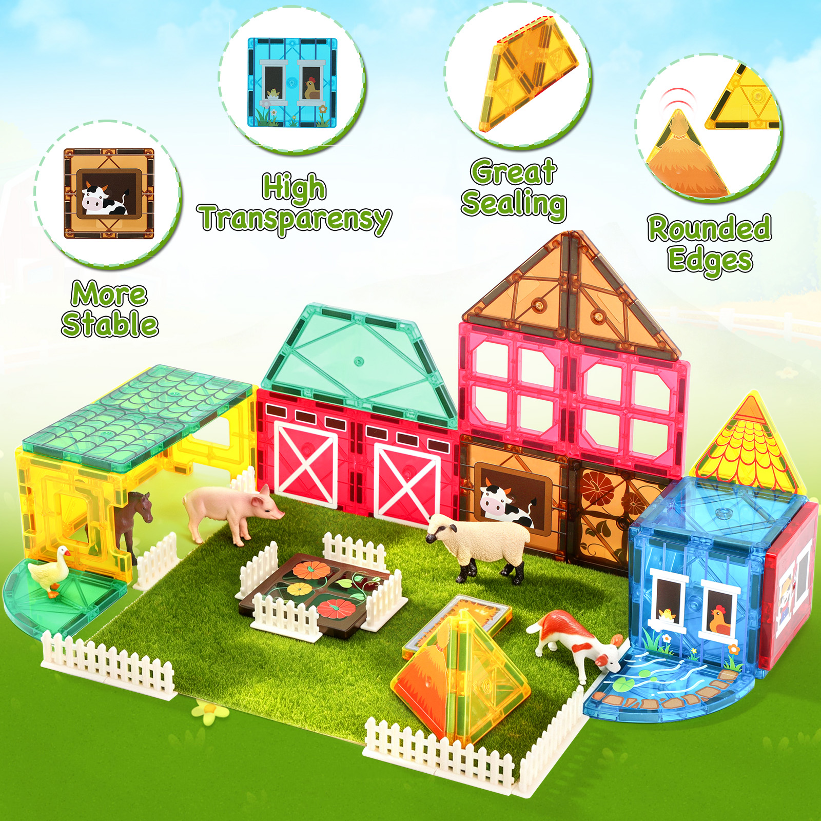 FunMagic 50-Piece Magnetic Farm Animal Building Set photo 3