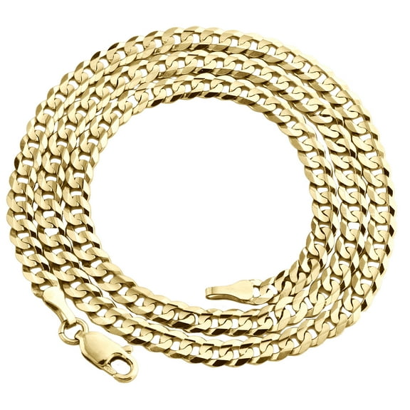 14K Yellow Gold 3.50mm Solid Plain Curb Cuban Chain Link Necklace 26 Inches