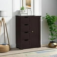 thumbnail image 6 of Large Bathroom Floor Cabinet with 4 Drawers and Single Door Cabinet, Freestanding Storage Cabinet for Living Room Kitchen Hallway, Espresso, 6 of 18