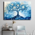 thumbnail image 4 of Mudket Framed Canvas Wall Art Blue Swirl Tree of Life White Flower Gold Fleck Prints Wall Decor Modern Botanical Canvas Print Ready to Hang for Living Room Bedroom Office - 12"L x 8"W, 4 of 10