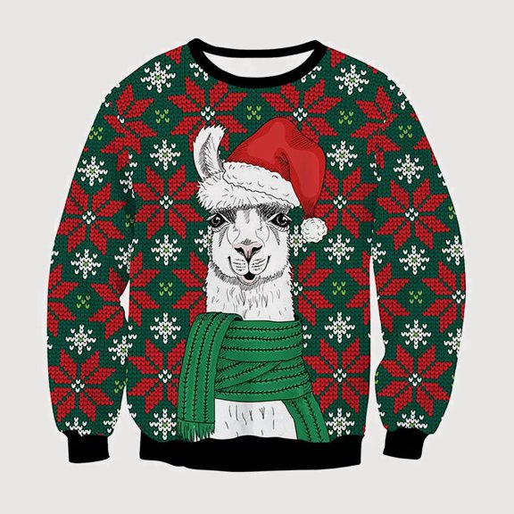 Gyujnb Warm Crew Neck Sweatshirt with Mixed Xmas Graphic Print for Festive Fall Winter Holiday Wear (Toddler to Big Boys),10-11 Years