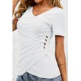thumbnail image 3 of ZHENWEI Women V Neck Short Sleeve Cross Wrap Tops Sexy Slim Fitted Shirt, 3 of 9