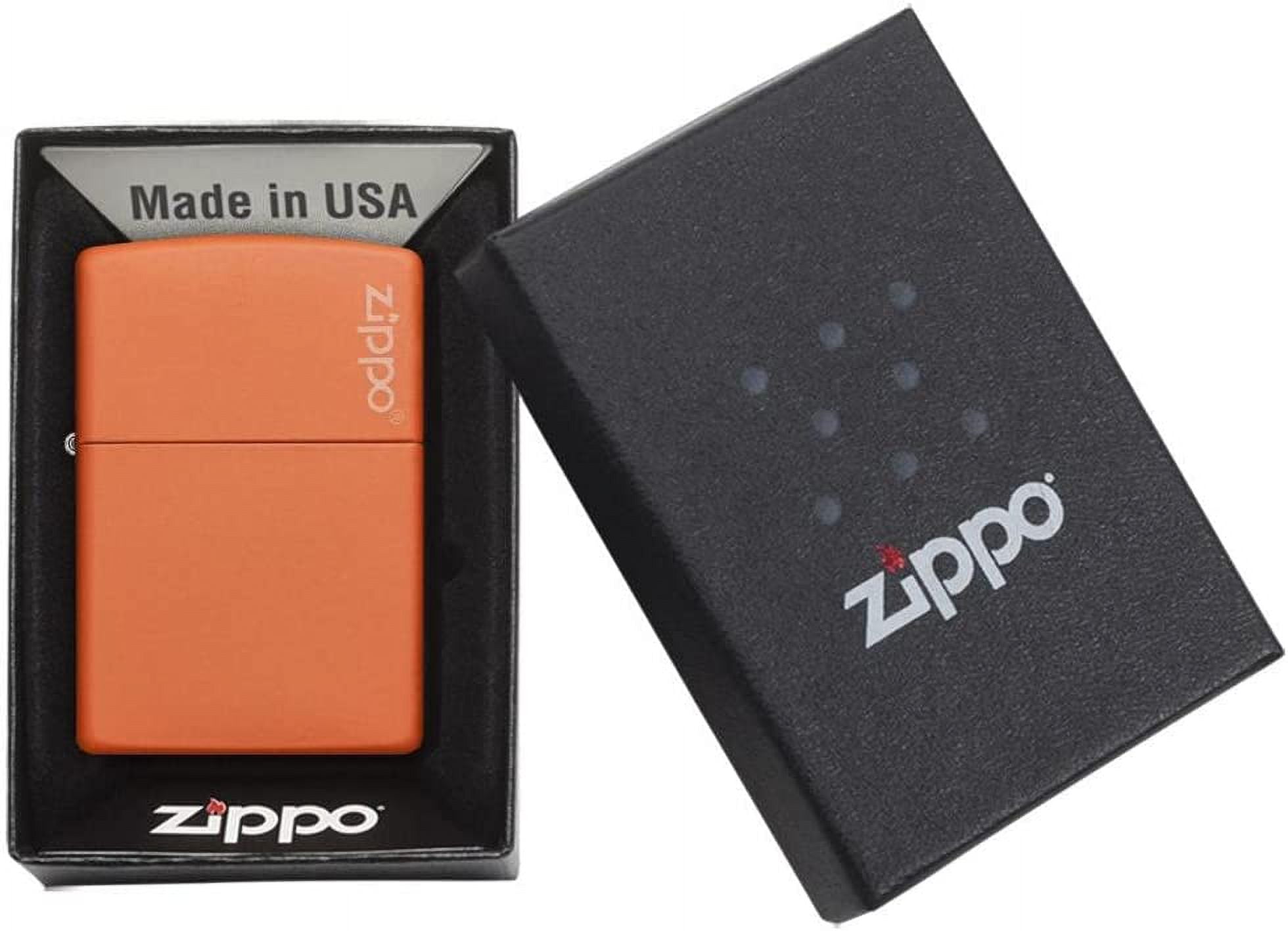 Zippo Lighter - Personalized Message Engraved on Backside Customized Orange Matte with Logo Windproof Lighter #231ZL