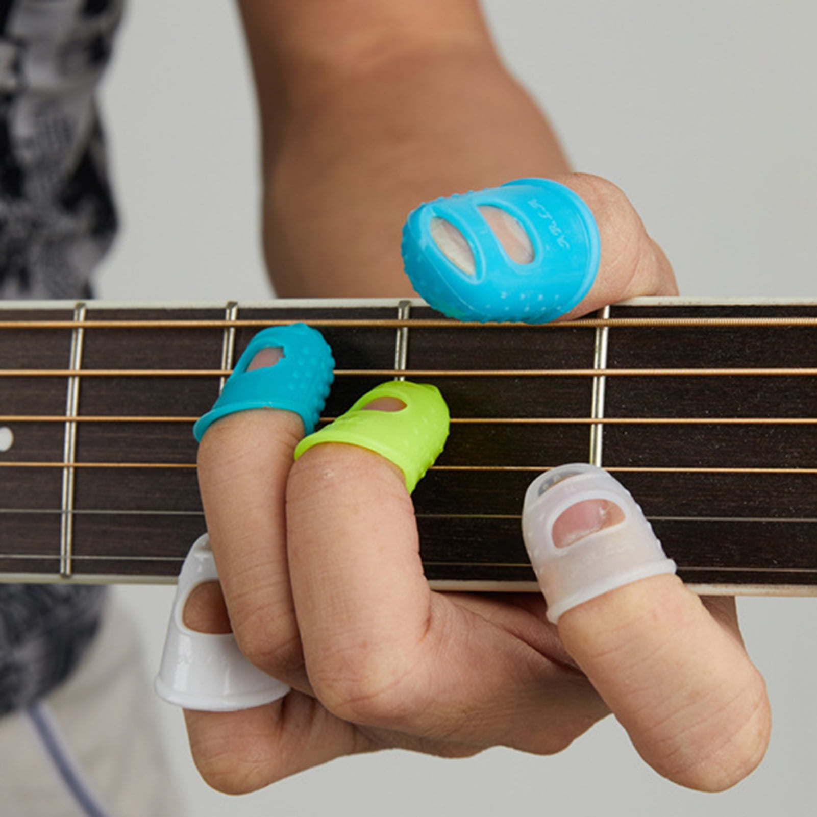 Shulemin Guitar Fingertip Protector,4Pcs Silicone Left Hand Fingertip