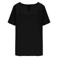thumbnail image 4 of Frostluinai Linen Shirts for Women V Neck Short Sleeve Summer Tops Basic Solid Color Blouses Casual Dressy Vacation Travel Tee Shirts, 4 of 8