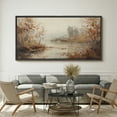 thumbnail image 2 of Large Framed Canvas Print Forest stream in Autumn Wall Art Decorative Ready to Hang Painting for Living room Bedroom - 60"x30" Black Frame, 2 of 9