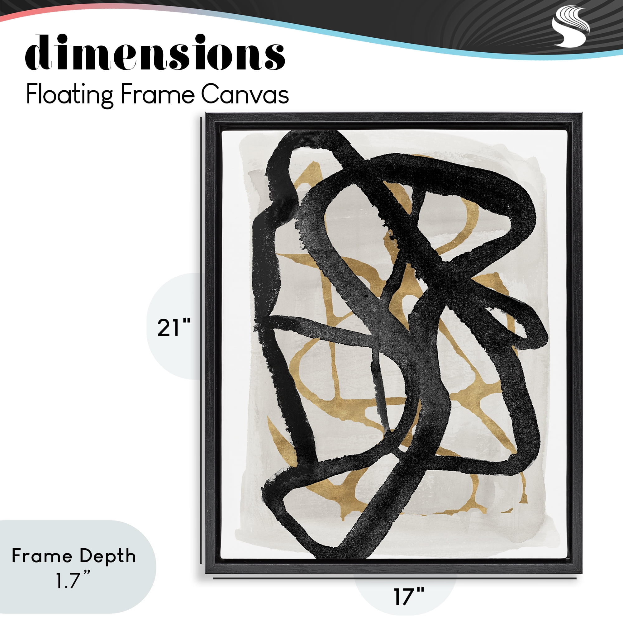 Stupell Industries Expressive Hindsight in Black Black Framed Floater Canvas Wall Art, design by Lucille Price
